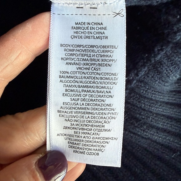 Ralph Lauren Women's Navy Cotton Cable Knit Sweater Size Medium - Picture 8 of 13